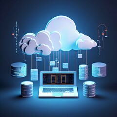 Cloud data storage, database concept illustration. Generative AI