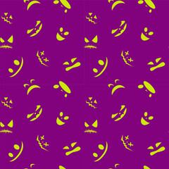 Wall Mural - Funny halloween pumpkin eyes lantern seamless pattern background. Funny face expressions. Vector illustration