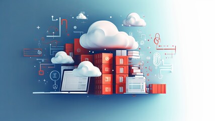 Cloud data storage, database concept illustration. Generative AI