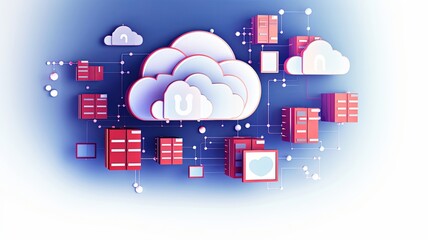 Cloud data storage, database concept illustration. Generative AI