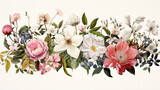 Fototapeta Kwiaty - Exquisite Isolated Set of Botanical Illustrations on White Background