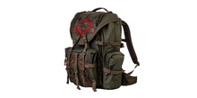 Survival Large Military Backpack With Runes In Isolated PNG With Transparent Background, Generative AI 