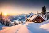 Fototapeta Fototapety góry  - winter landscape in the mountains Generated AI