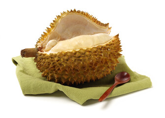 Poster - Durian fruit in south east asia, the king of fruits on white background 