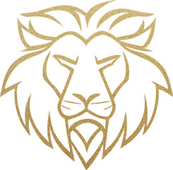 Poster - Golden glitter lion head, gold glittering lion