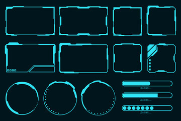 Wall Mural - vector collection technology futuristic frame hud technology cyberpunk design element.