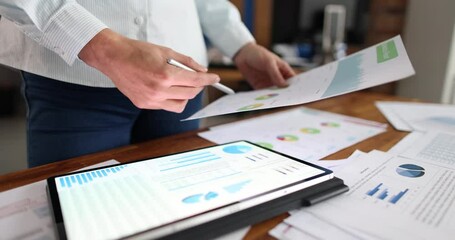 Work of businessman or secretary in corporate office. Business and finance innovation technology concept