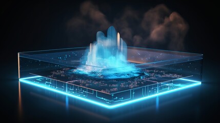 Wall Mural - digital futuristic hologram technology with cloud computing