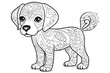Zentangle stylized сute dog  drawing.  For adult and for children antistress coloring page, print, emblem, logo or tattoo,design, decor, T-shirt. 