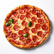 © Rashid - Tasty pepperoni pizza isolated on white, ai technology