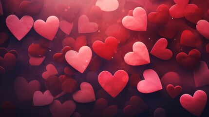 Wall Mural - Valentine's Day background with hearts, Generative AI