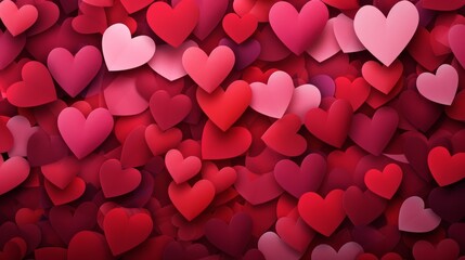 Wall Mural - Valentine's Day background with hearts, Generative AI