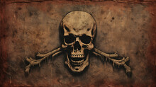A Vintage - Style Skull Banner With A Weathered And Aged Appearance, Reminiscent Of Old Pirate Flags, Conveying A Sense Of Adventure And Mystery
