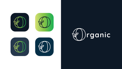 Green Organic logo, A set of Organic leaves on a white background, for logos, designs, for the symbolism of the green planet