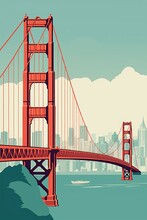San Francisco City Poster Artwork. My Own Graphic Design  Drawing, Generative AI