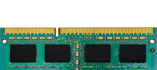 macro shot of a random access memory computer stick on white