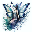 butterfly fairy, floral girl with wings, watercolor pixie 