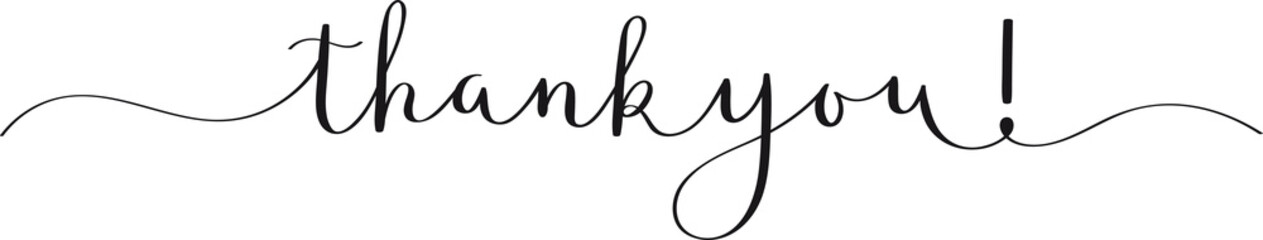 Wall Mural - THANK YOU! black brush calligraphy banner on transparent background