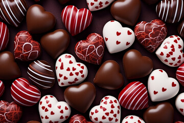 Generative AI picture of delicious and sweet chocolates perfect for valentines day