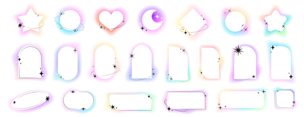 Wall Mural - star frame. circle frames with sparkle stars, festive effect decoration