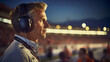 © ReneBot/Peopleimages - AI - Motor race track supervisor with headphones. Professional safety information manager
