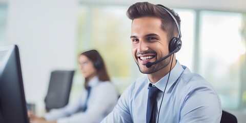 A picture of a person using a headset