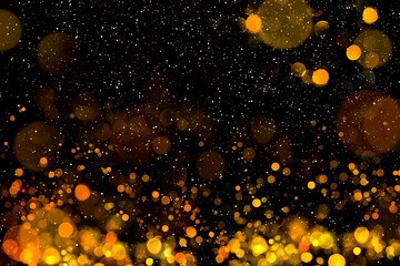 Canvas Print - Abstract golden bokeh on black background