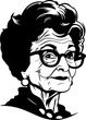 Vintage grandmother head in glasses  60s style, Retro comics grandmother in glasses  illustration