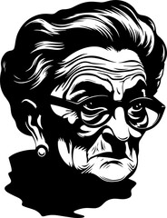 Wall Mural - Vintage grandmother head in glasses  60s style, Retro comics grandmother in glasses  illustration