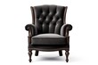 Art deco armchair in black velvet white background front view