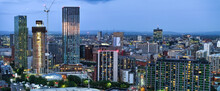 Panoramic Photo Of Manchester Skyline During The Early Hours Of Evening