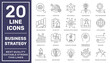 Business Growth, Business Intelligence and Strategy. Thin line vector icon set. Pixel perfect. Editable stroke. EPS 10