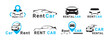 Rental car logo design template automobile service commercial business emblem set isometric vector
