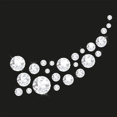 Wall Mural - Diamond sparkling beads. Shining precious gems chain. Round shape. Modern jewelery background