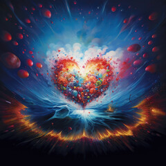 Wall Mural - heart love psychedelic new age valentine - by generative ai