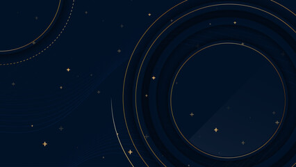 Wall Mural - beautiful dark blue and gold round geometric element background