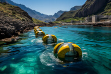 Wave Power Stations Strung Along A Rugged Coastline Harnessing Oceans Energy 