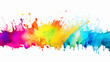 Abstract artistic colorful paint splashing of watercolor rainbow splash, spray-paint style, color field, acrylic drop, neon fluorescent colorful on white background.