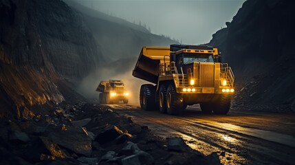 Wall Mural - A big truck loading and working in mining.
