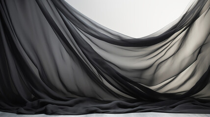 Draped and floating transparent curtain. AI generated