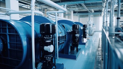 Poster - Vacuum circulation pump with electric generators at power station.
