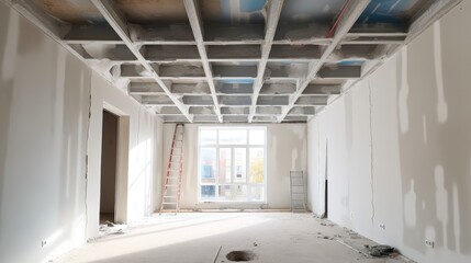 Aufkleber - Walls from gypsum plasterboard or drywall at home under construction.