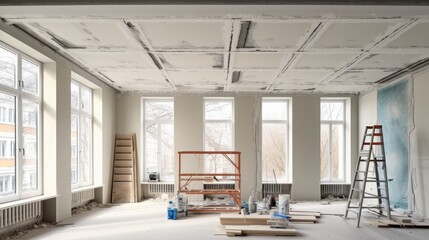 Aufkleber - Walls from gypsum plasterboard or drywall at home under construction.