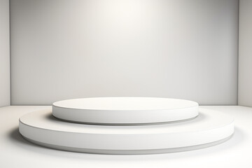 Wall Mural -  a small round podium white on a white background