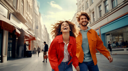 Wall Mural - couple love outdoors happiness Honeymoon smiling friendship wallpaper