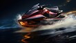 Jet ski, your ticket to aquatic excitement! An isolated jet ski sets the stage for thrilling water sports and beachside fun