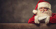 Smiling Santa with blank copy space to his left