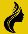 Ilustración de rostro femenino en fondo amarillo
