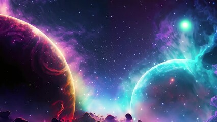 Wall Mural - galaxy and nebula with planets. abstract space background. endless universe with stars and galaxies 