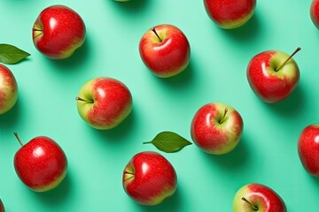 Wall Mural - Vibrant apple design on pale green backdrop